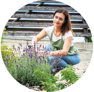 Una donna si prende cura delle piante