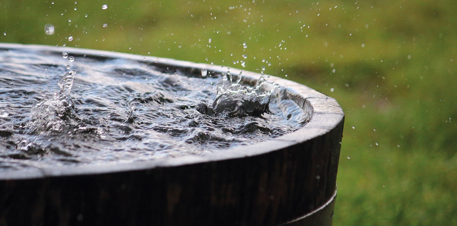 L'acqua piovana viene raccolta in un serbatoio